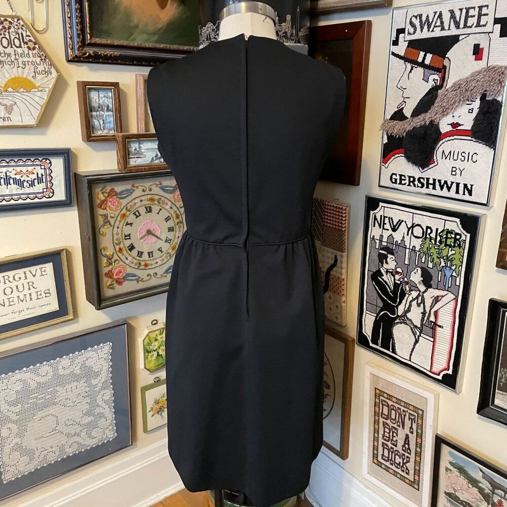 70s Vintage Bleeker St Black Shift Dress with Cropped Rhinestone Button Jacket - Picture 8 of 9